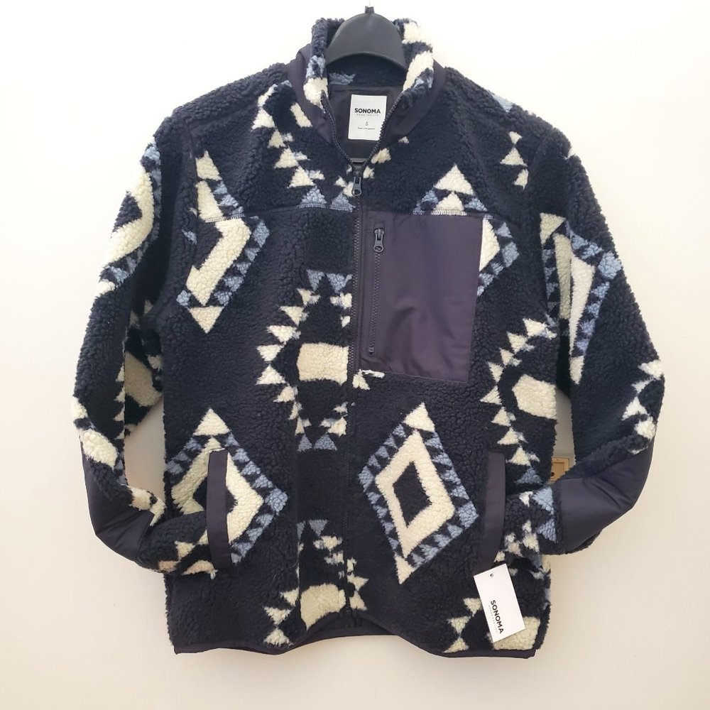 Sonoma,"Goods for Life", The Supersoft Grizzly Sherpa Jacket, Color: Blue Size S